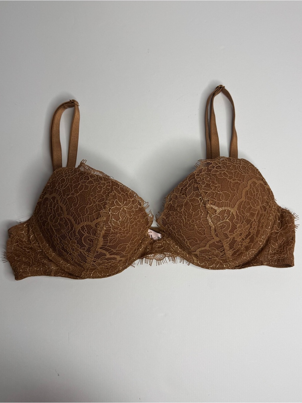 Victoria’s Secret Very Sexy Push Up Bra 34A Brown Lace Underwire